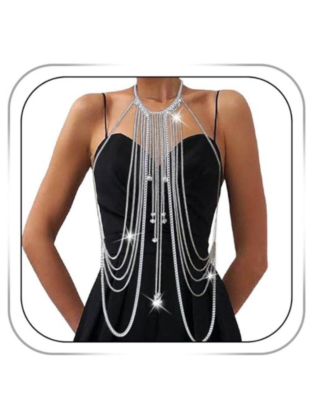 Body Chain Necklace Flower Lace Body Chain Layered Tassel Body Crossover